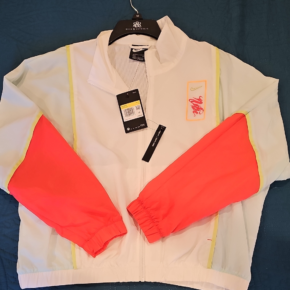 Nike White and Bright Orange  Windbreaker